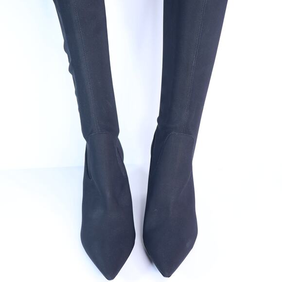 MARION PARKE Malone Heeled Boot Black Thigh High Stretch Crepe Women's 36/US 6 - Picture 4 of 9
